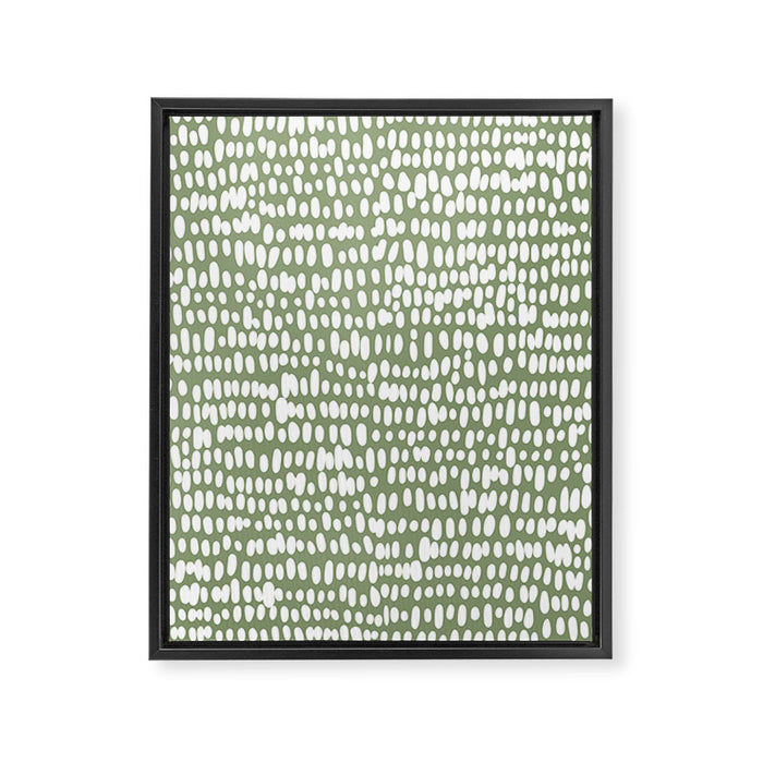 Spotted Preppy Dots Abstract in Sage Green Framed Canvas Print Gallery Image 1