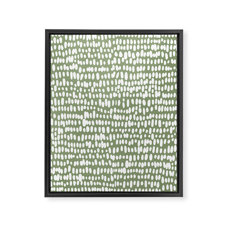 Spotted Preppy Dots Abstract in Sage Green Framed Canvas Print Gallery Image 8