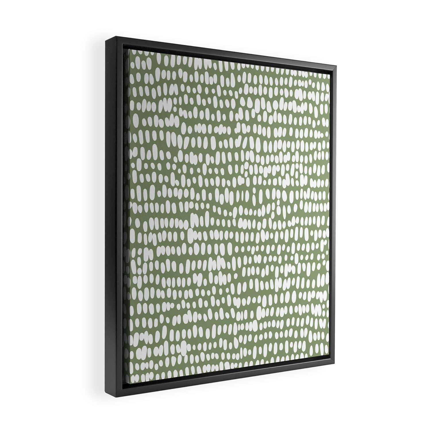 Spotted Preppy Dots Abstract in Sage Green Framed Canvas Print Gallery Image 2