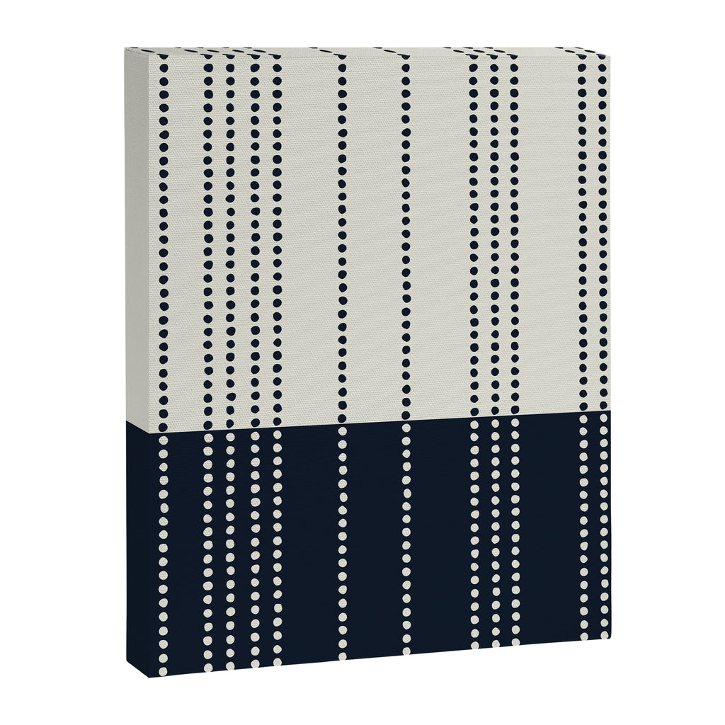 Spotted Stripes, Ivory and Navy Blue Canvas Print Gallery Image 8