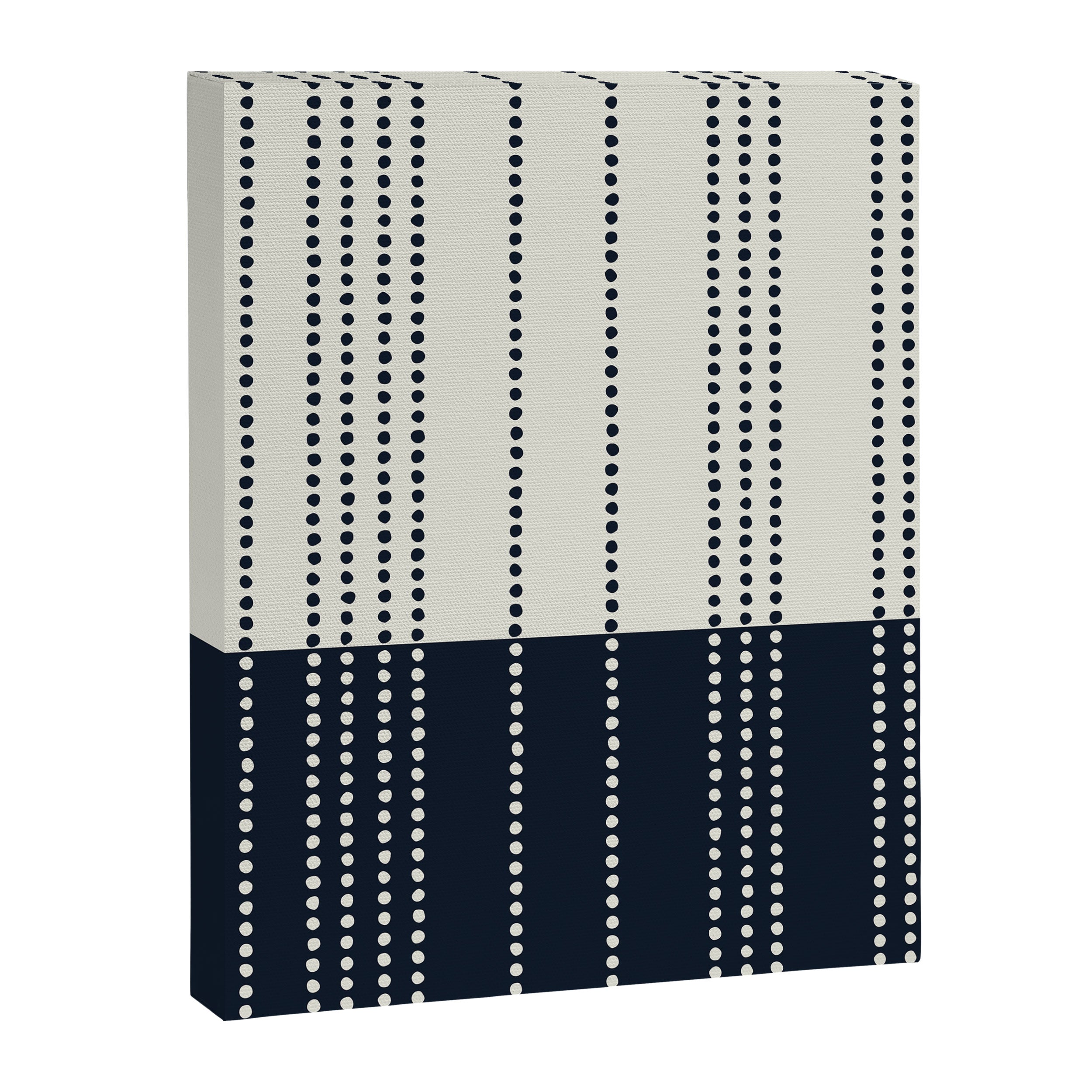 Spotted Stripes, Ivory and Navy Blue Canvas Print Gallery Image 8