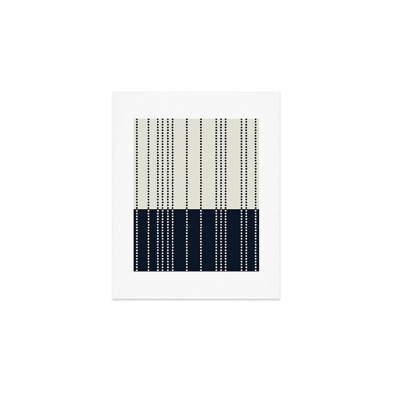 Spotted Stripes, Ivory and Navy Blue Art Print Gallery Image 1