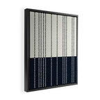 Spotted Stripes, Ivory and Navy Blue Framed Canvas Print Gallery Image 2