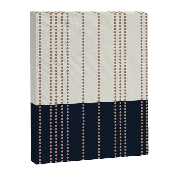 Spotted Stripes, Navy, Ivory and Light Terracotta Canvas Print Gallery Image 1
