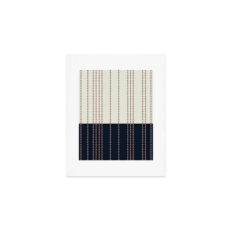 Spotted Stripes, Navy, Ivory and Light Terracotta Art Print Gallery Image 1