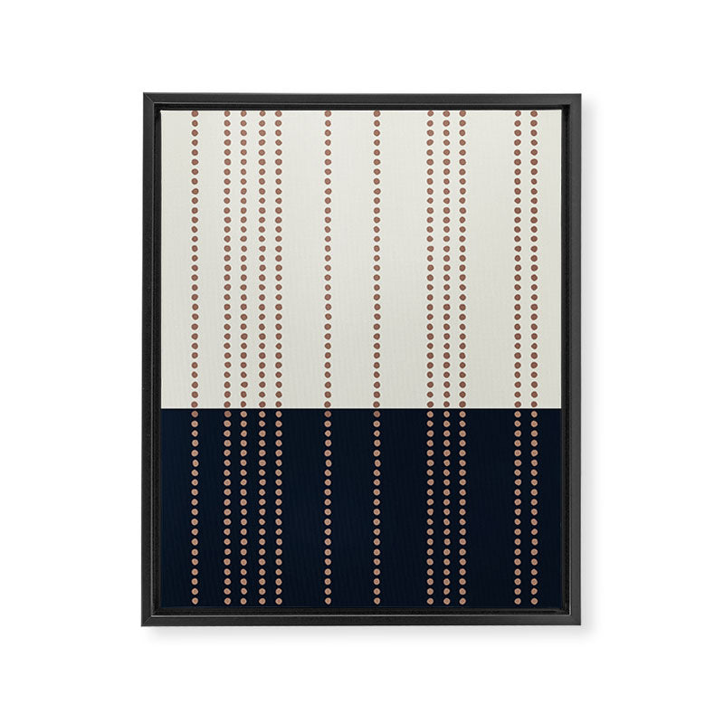 Spotted Stripes, Navy, Ivory and Light Terracotta Framed Canvas Print Gallery Image 8