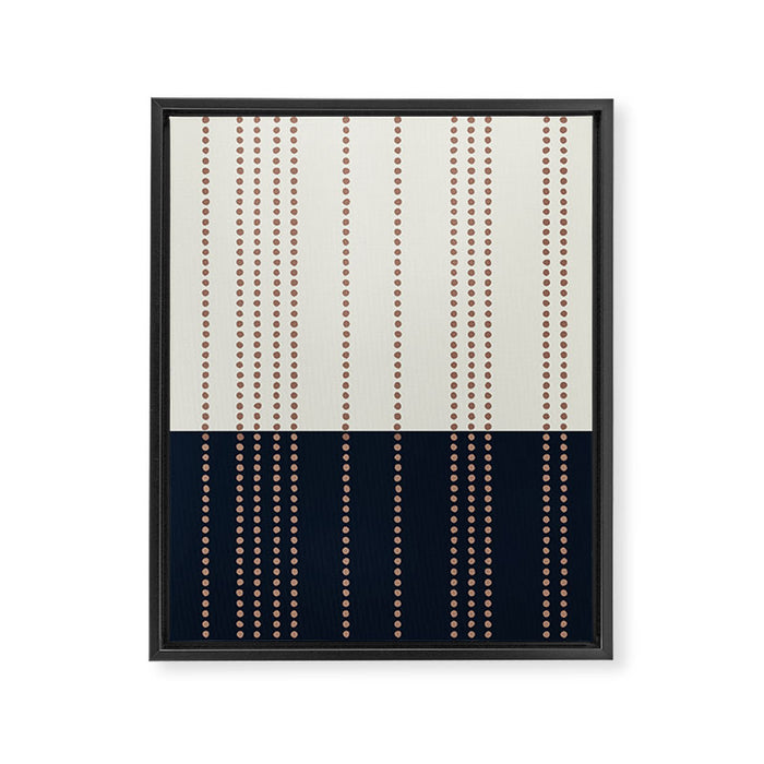 Spotted Stripes, Navy, Ivory and Light Terracotta Framed Canvas Print Gallery Image 1