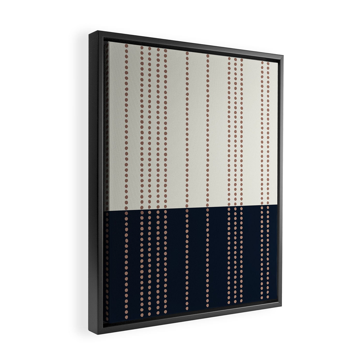 Spotted Stripes, Navy, Ivory and Light Terracotta Framed Canvas Print Gallery Image 2