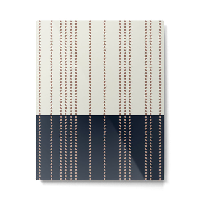 Spotted Stripes, Navy, Ivory and Light Terracotta Metal Print Gallery Image 1