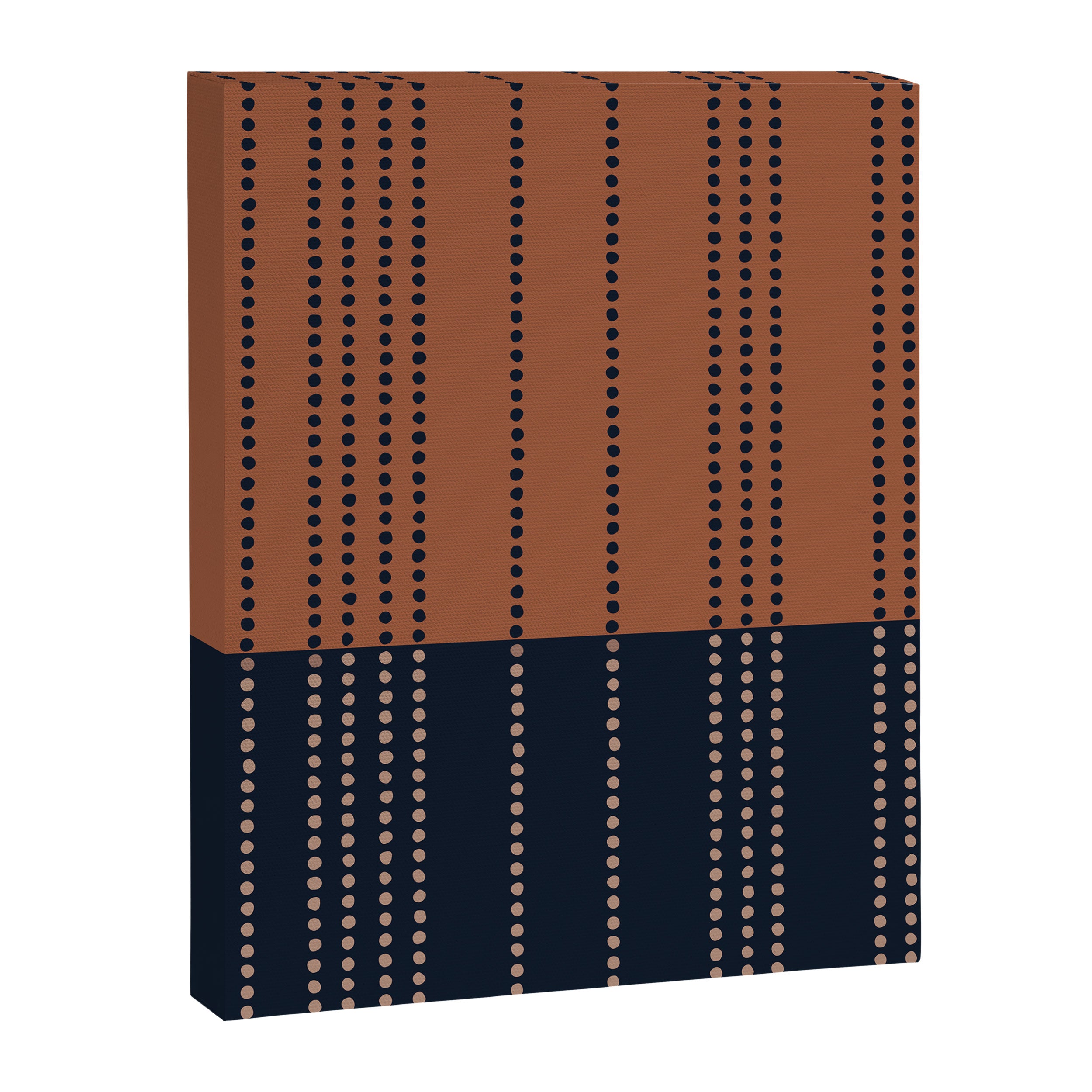 Spotted Stripes, Terracotta and Navy Blue Canvas Print Gallery Image 8