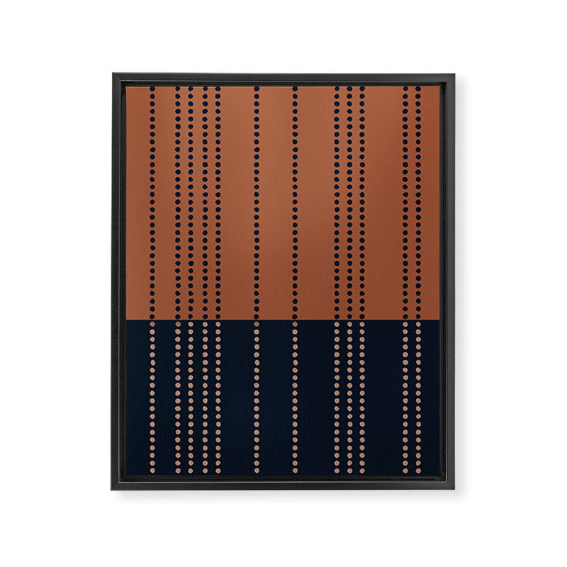 Spotted Stripes, Terracotta and Navy Blue Framed Canvas Print Gallery Image 8