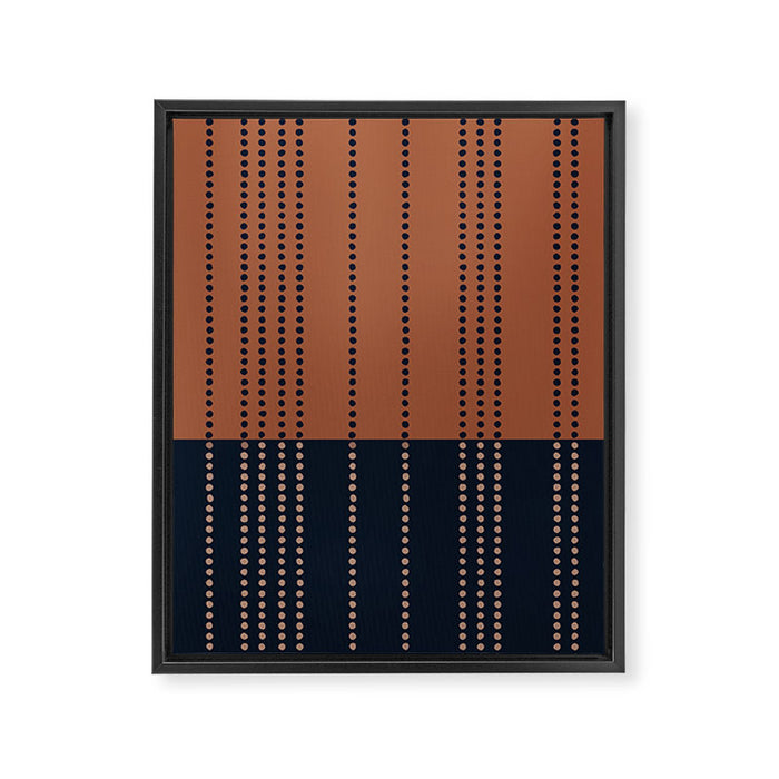 Spotted Stripes, Terracotta and Navy Blue Framed Canvas Print Gallery Image 1