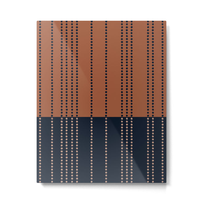 Spotted Stripes, Terracotta and Navy Blue Metal Print Gallery Image 1