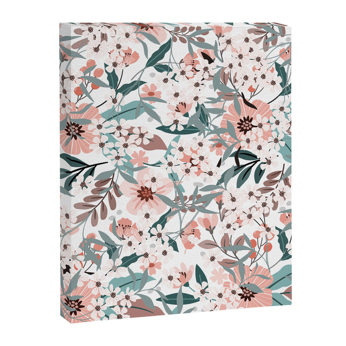 Spring Wildflowers, Floral Prints, Soft Pink and Teal Canvas Print Gallery Image 1