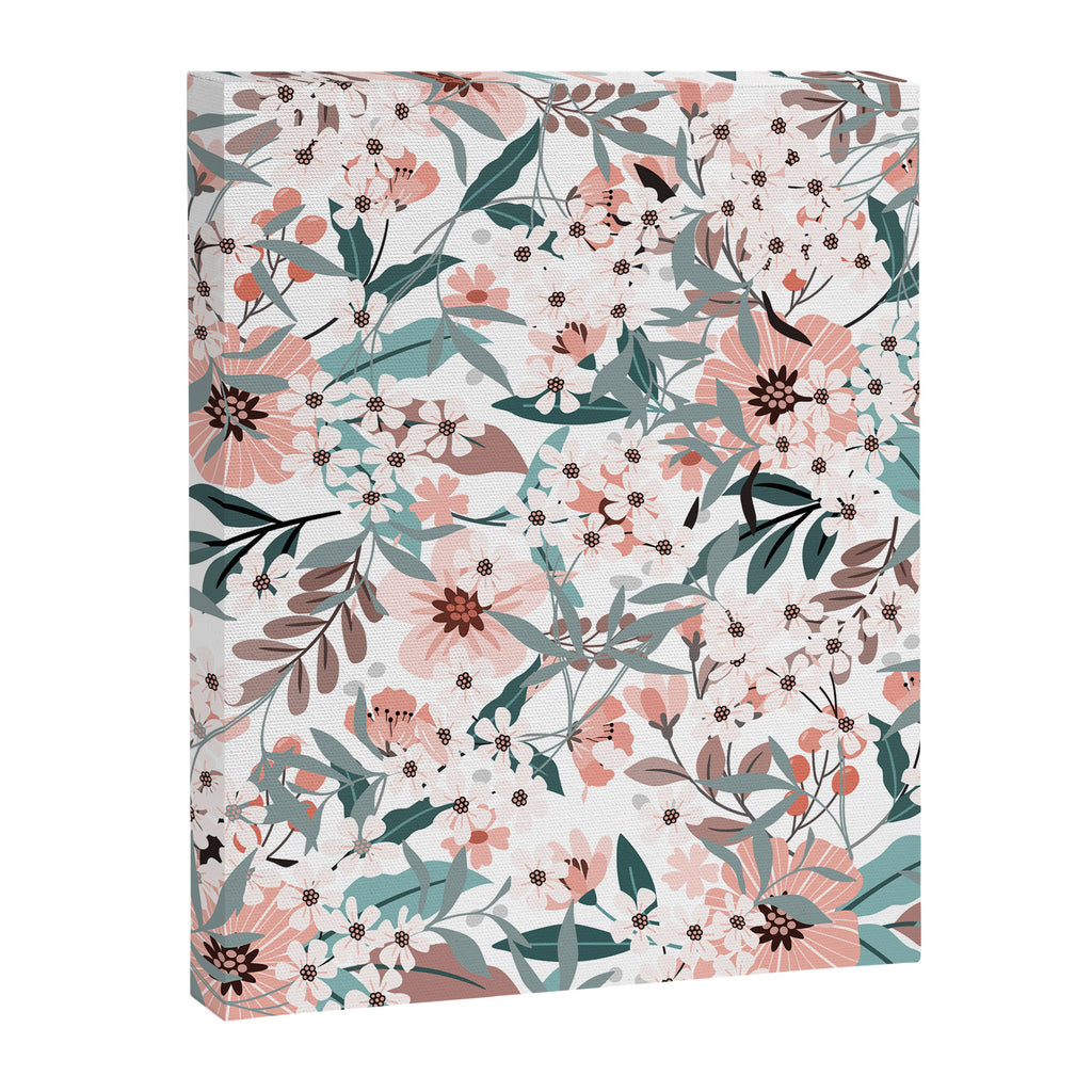 Spring Wildflowers, Floral Prints, Soft Pink and Teal Canvas Print Gallery Image 8