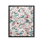 Spring Wildflowers, Floral Prints, Soft Pink and Teal Framed Canvas Print Gallery Image 8
