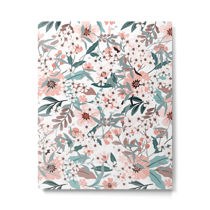 Spring Wildflowers, Floral Prints, Soft Pink and Teal Metal Print Gallery Image 1