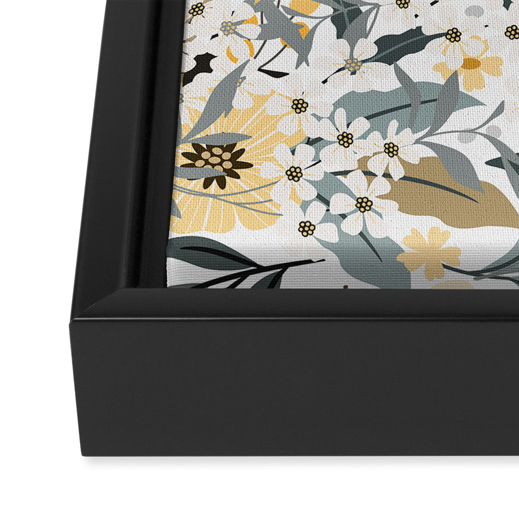 Spring Wildflowers, Floral Prints, Yellow and Gray Framed Canvas Print Gallery Image 3