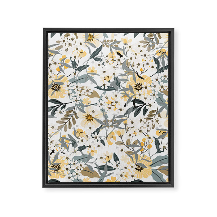 Spring Wildflowers, Floral Prints, Yellow and Gray Framed Canvas Print Gallery Image 1