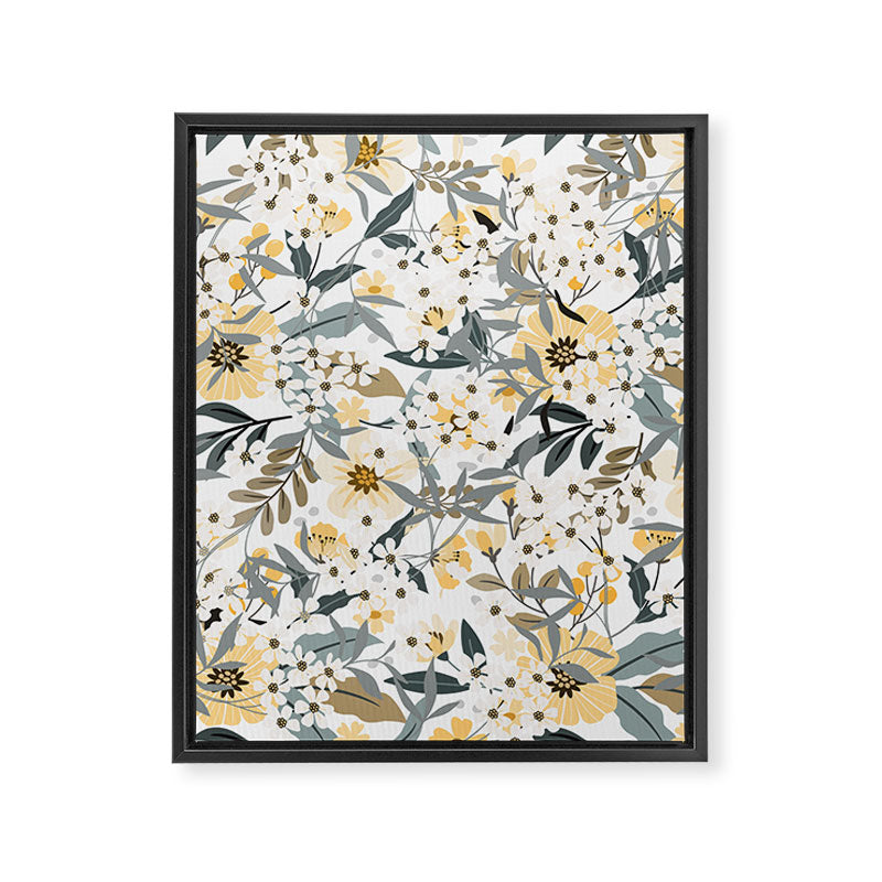 Spring Wildflowers, Floral Prints, Yellow and Gray Framed Canvas Print Gallery Image 8