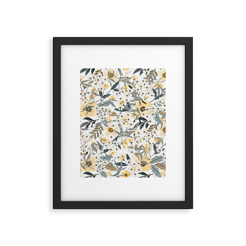 Spring Wildflowers, Floral Prints, Yellow and Gray Framed Art Print Gallery Image 6
