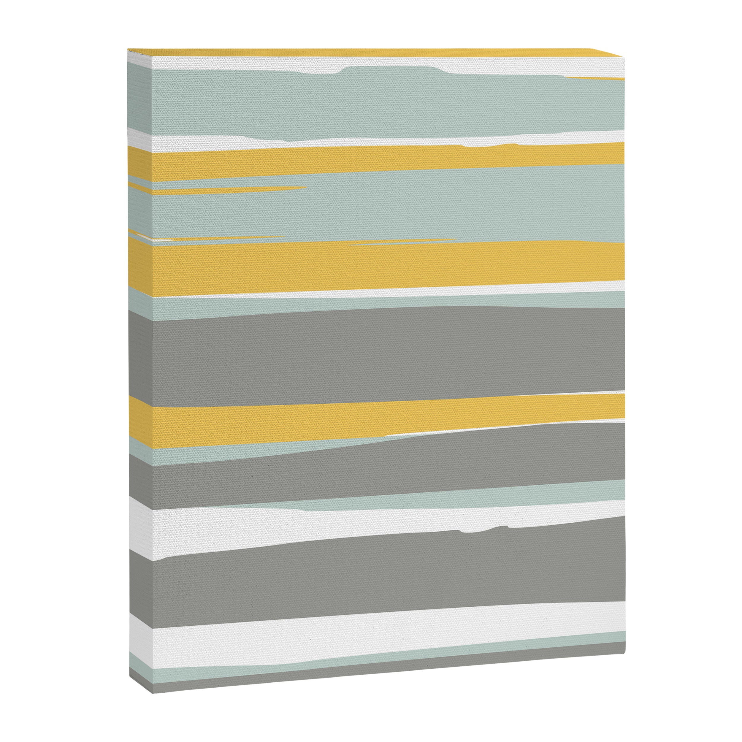 Stripe Abstract, Sun and Beach, Yellow, Pale, Aqua Blue and Gray Canvas Print Gallery Image 8