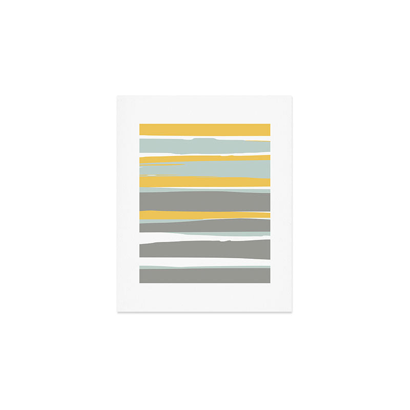Stripe Abstract, Sun and Beach, Yellow, Pale, Aqua Blue and Gray Art Print Gallery Image 1