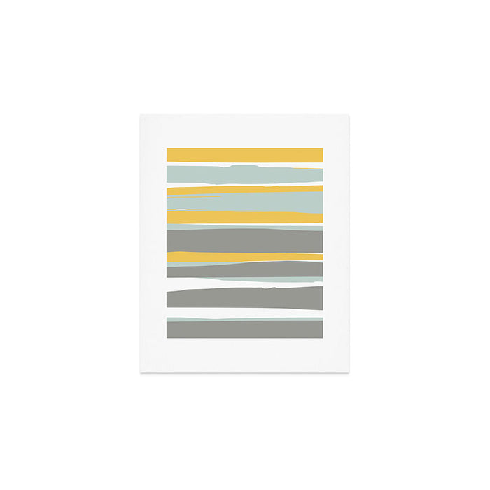 Stripe Abstract, Sun and Beach, Yellow, Pale, Aqua Blue and Gray Art Print Gallery Image 1