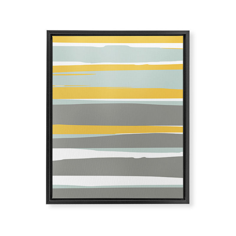 Stripe Abstract, Sun and Beach, Yellow, Pale, Aqua Blue and Gray Framed Canvas Print Gallery Image 8