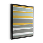 Stripe Abstract, Sun and Beach, Yellow, Pale, Aqua Blue and Gray Framed Canvas Print Gallery Image 2