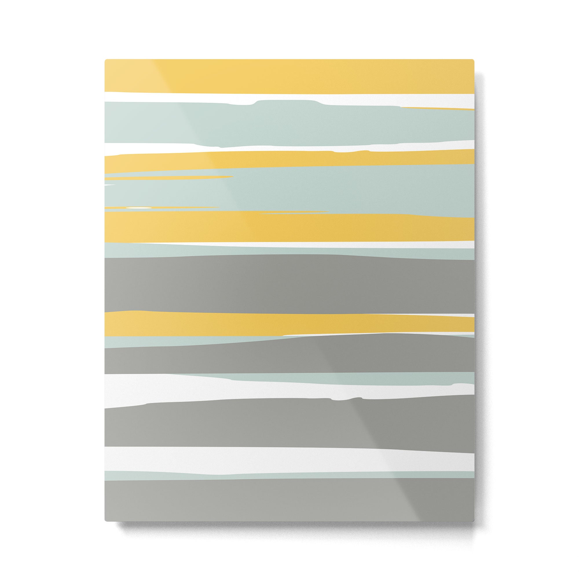 Stripe Abstract, Sun and Beach, Yellow, Pale, Aqua Blue and Gray Metal Print Gallery Image 6