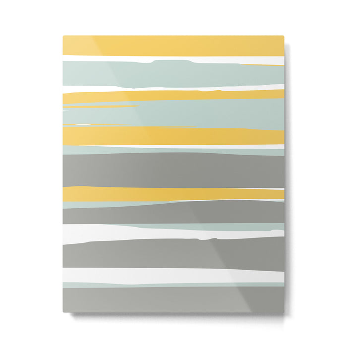 Stripe Abstract, Sun and Beach, Yellow, Pale, Aqua Blue and Gray Metal Print Gallery Image 1