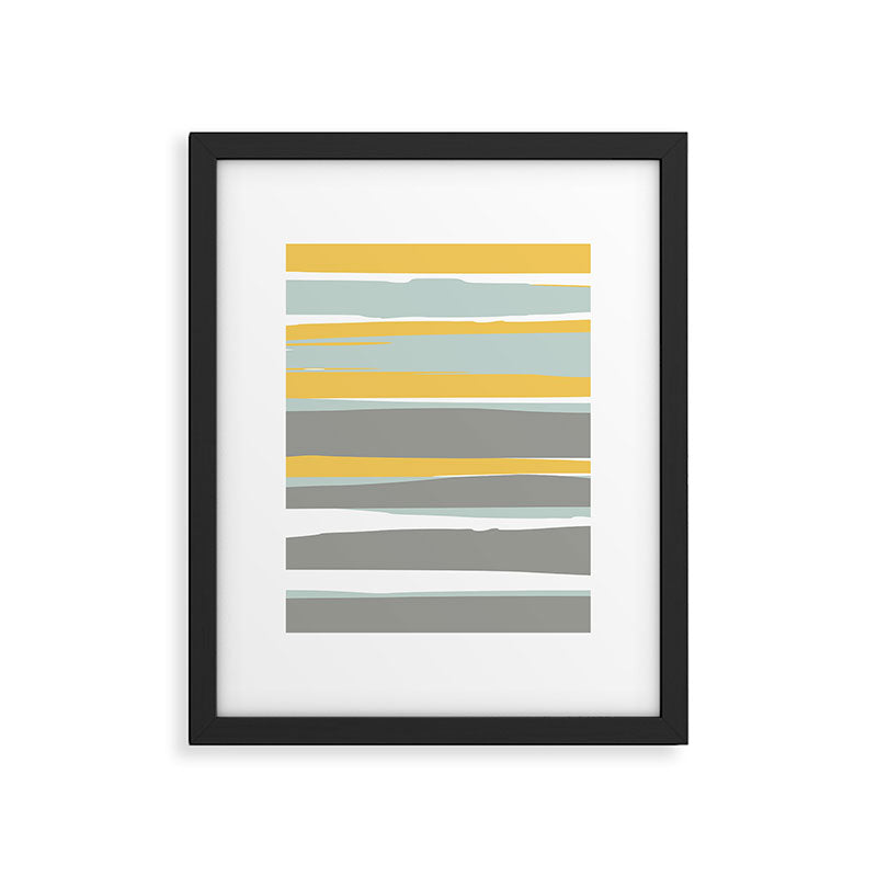 Stripe Abstract, Sun and Beach, Yellow, Pale, Aqua Blue and Gray Framed Art Print Gallery Image 6