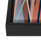 Stripes Abstract, Navy, Teal, Coral Pink Framed Canvas Print Gallery Image 3