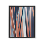 Stripes Abstract, Navy, Teal, Coral Pink Framed Canvas Print Gallery Image 6