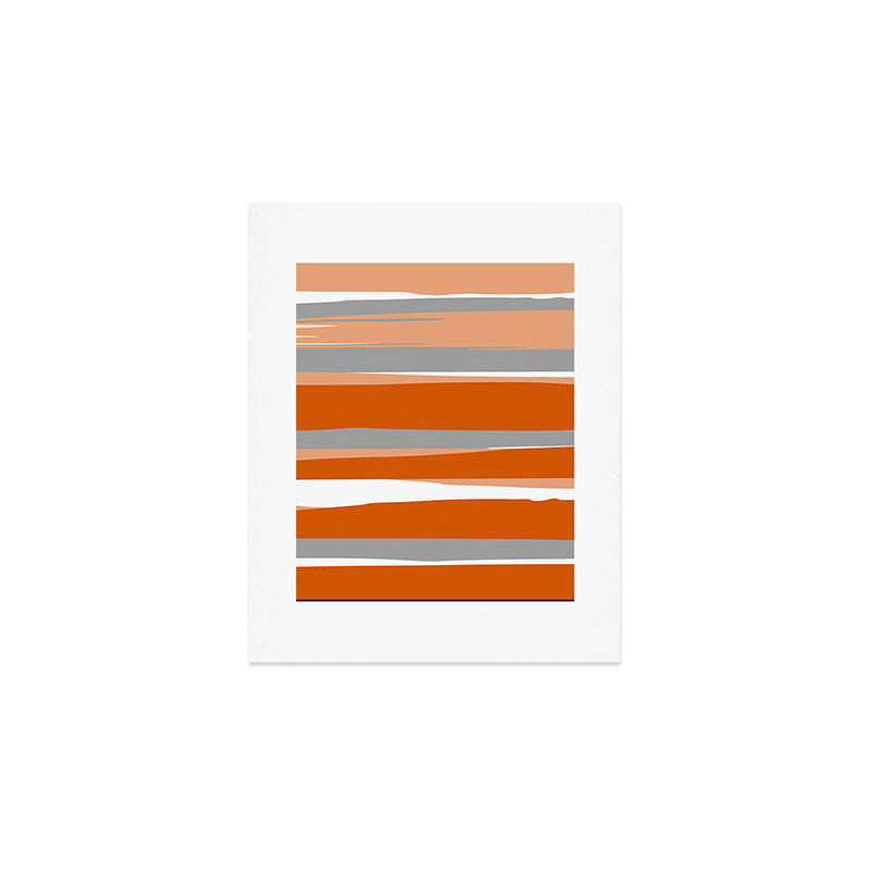 Stripes Abstract, Orange and Grey Art Print Gallery Image 1