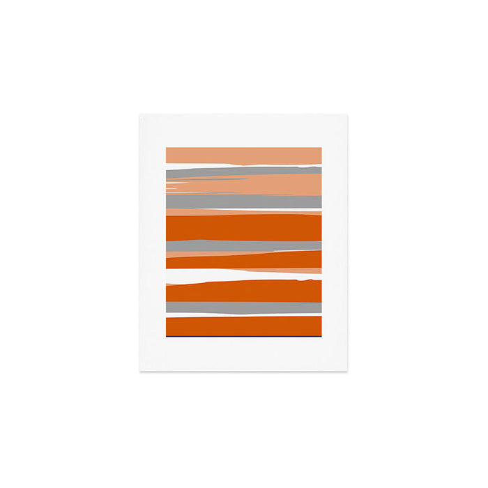 Stripes Abstract, Orange and Grey Art Print Gallery Image 1