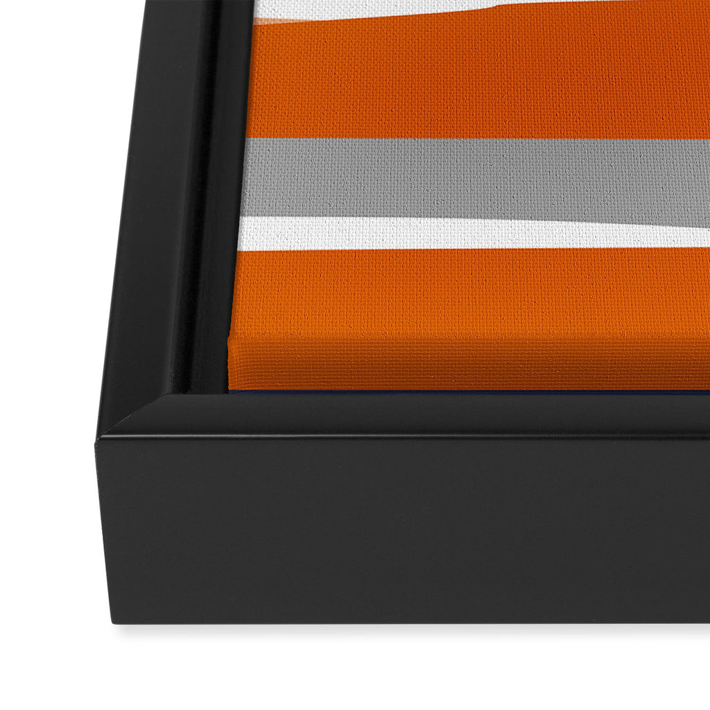 Stripes Abstract, Orange and Grey Framed Canvas Print Gallery Image 3