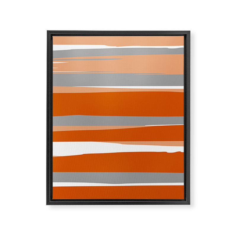 Stripes Abstract, Orange and Grey Framed Canvas Print Gallery Image 8
