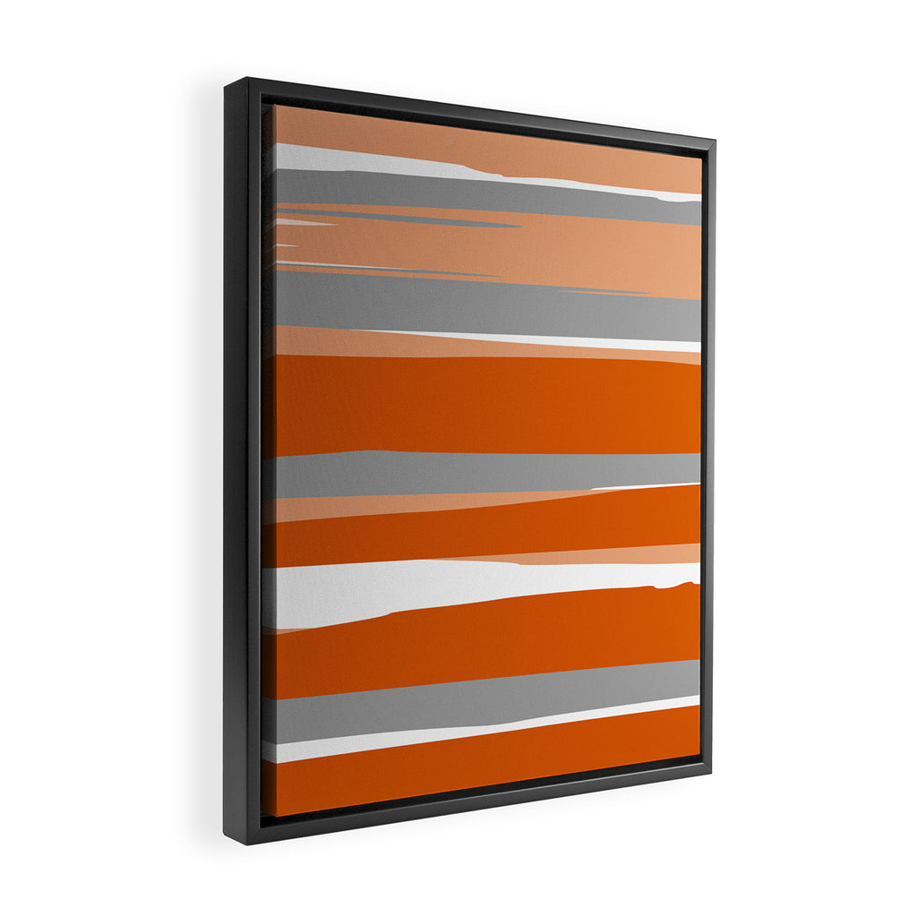 Stripes Abstract, Orange and Grey Framed Canvas Print Gallery Image 2