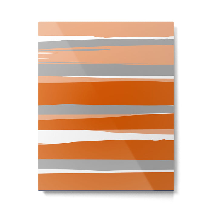 Stripes Abstract, Orange and Grey Metal Print Gallery Image 1