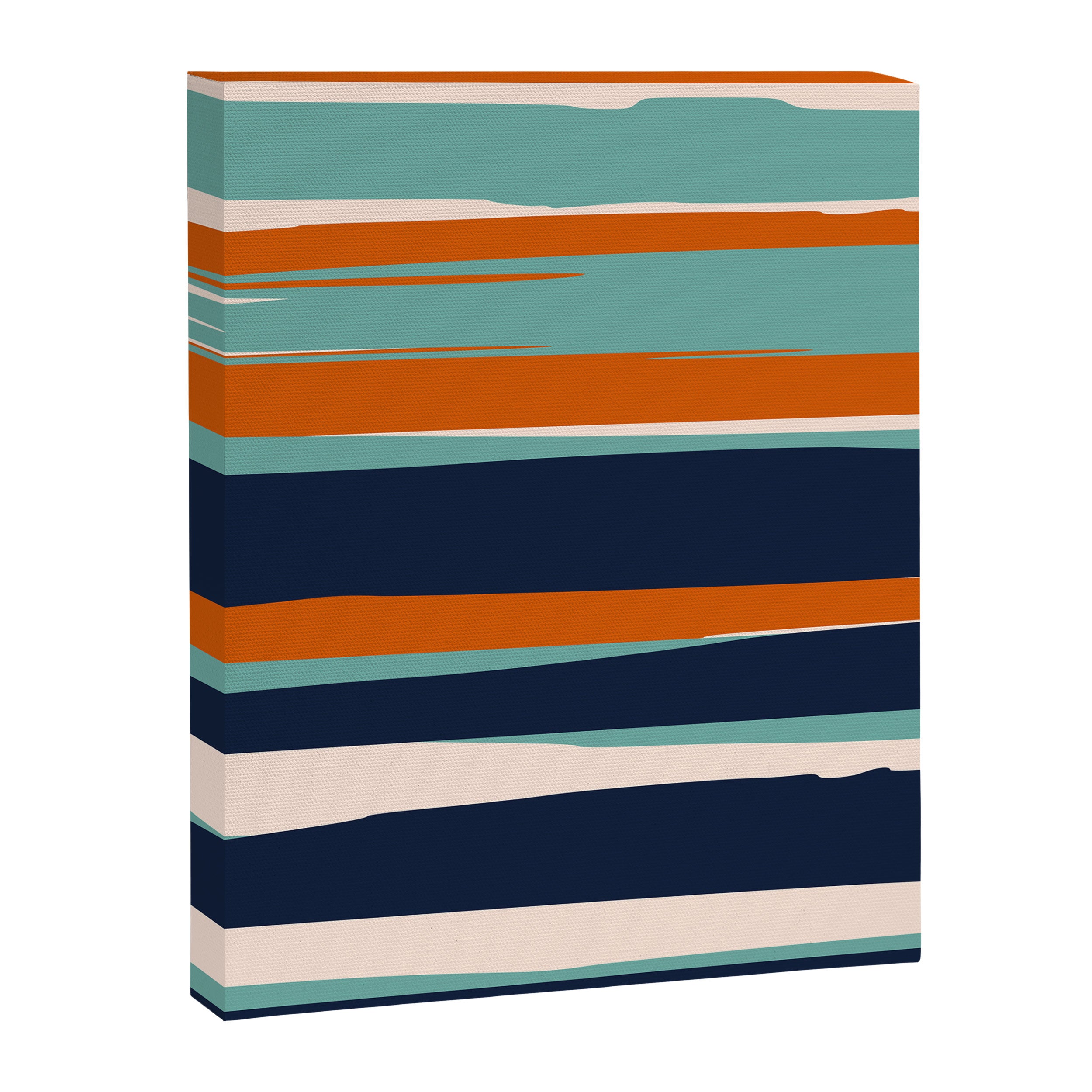 Stripes Abstract, Orange, Teal, Navy Canvas Print Gallery Image 8