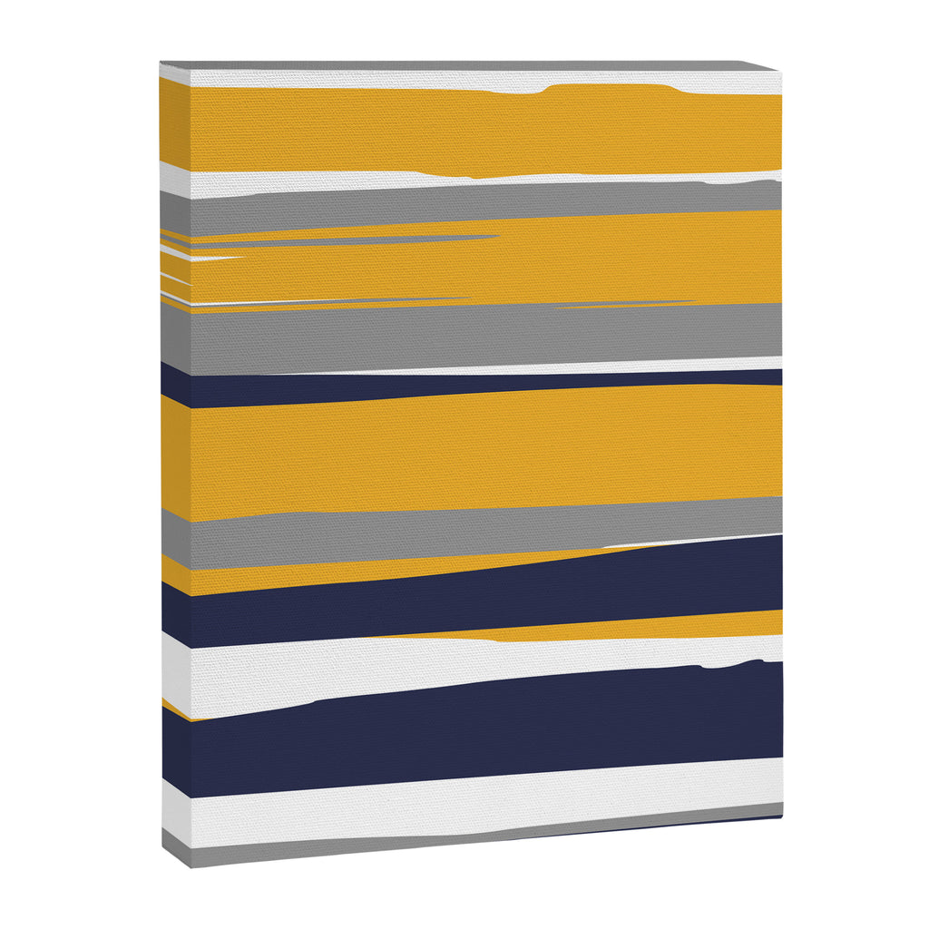 Stripes Abstract, Yellow, Grey, Navy Canvas Print Gallery Image 8