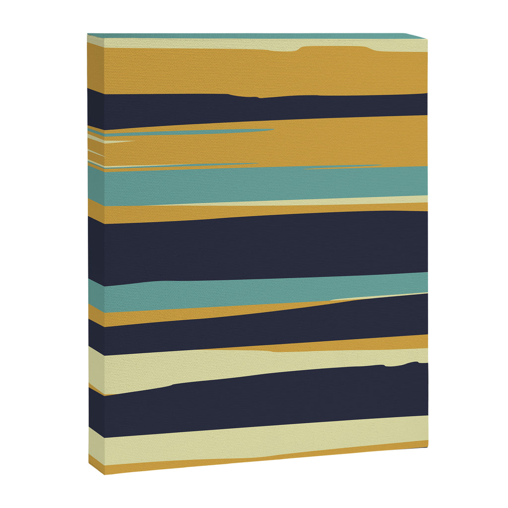 Stripes Abstract, Yellow, Teal, Navy Blue Canvas Print Gallery Image 8