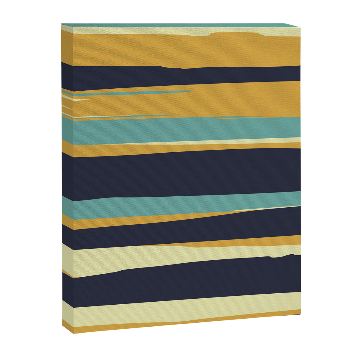 Stripes Abstract, Yellow, Teal, Navy Blue Canvas Print Gallery Image 8