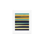Stripes Abstract, Yellow, Teal, Navy Blue Art Print Gallery Image 1