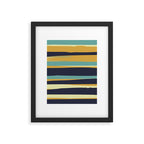 Stripes Abstract, Yellow, Teal, Navy Blue Framed Art Print Gallery Image 6