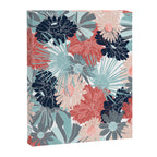 Summer Floral Garden, Coral, Teal and Blue Canvas Print Gallery Image 8
