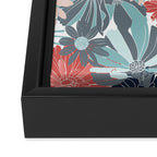 Summer Floral Garden, Coral, Teal and Blue Framed Canvas Print Gallery Image 3