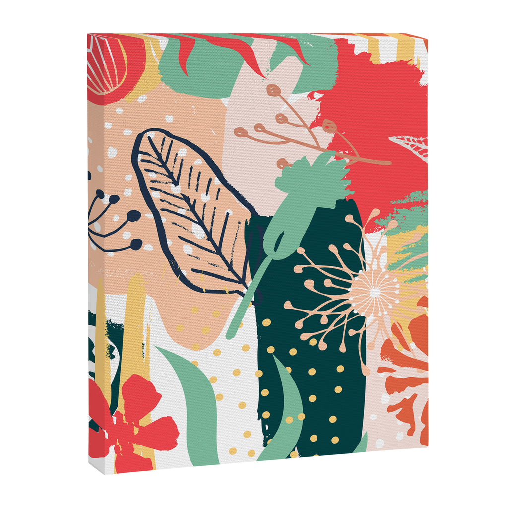 Summer Floral Prints, Abstract, Red and Green, Colourful Prints. Canvas Print Gallery Image 8